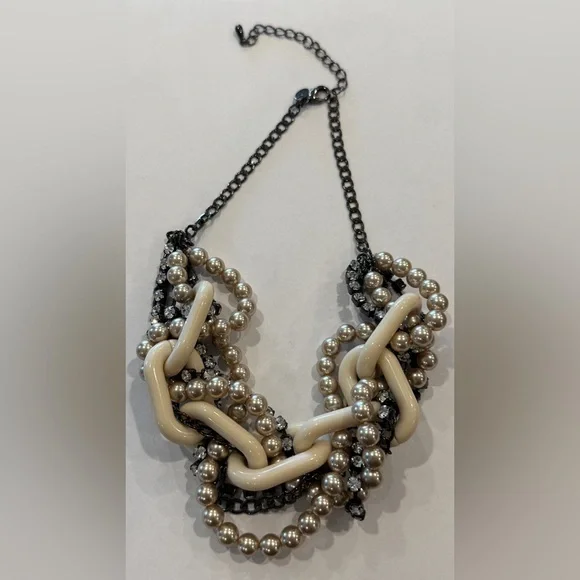 Lia Sophia Black and Cream Pearl Necklace - Picture 2 of 3